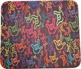 Mouse Pad, " Sign Language Outline Hands Asst Colors" (Black)