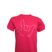 OUTLINE HAND SIGN LANGUAGE  SAY WORDS " I LOVE YOU" ( WHITE PRINTING)