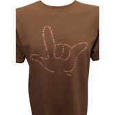OUTLINE HAND SIGN LANGUAGE SAY WORDS " I LOVE YOU" ( PINK PRINTING)