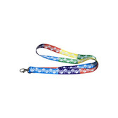 SIGN LANGUAGE LANYARD WITH KEY HOLDER: RAINBOW WITH WHITE I LOVE YOU HANDS