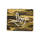 MOUSE PAD WITH SIGN LANGUAGE " I LOVE YOU" GREEN CAMO WITH WHITE  OUTLINE HAND