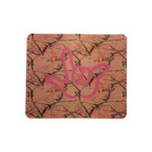MOUSE PAD WITH SIGN LANGUAGE " I LOVE YOU"  PINK TREE  WITH PINK OUTLINE HAND