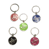 CIRCLE KEYCHAIN SIGN LANGUAGE " I LOVE YOU"  OUTLINE HAND ( PICK COLOR)