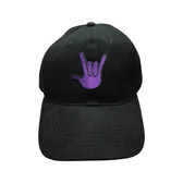 Black Cap with full hand " I LOVE YOU " ( Purple)