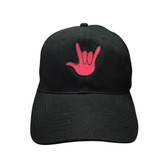 Black Cap with full hand " I LOVE YOU " (PINK)