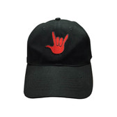 Black Cap with full hand " I LOVE YOU " (RED)