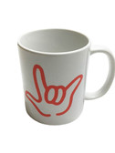 Mug Ceramic Sign Language " I LOVE YOU" Outline (Coral)