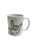 Mug Ceramic Sign Language " I LOVE YOU" Outline (Green)