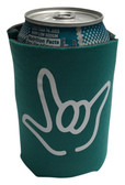 KOOZIES FOAM CAN COOLER WITH SIGN LANGUAGE HAND OUTLINE " I LOVE YOU" ( TEAL)
