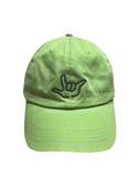 LIME CAP WITH OUTLINE HAND "I LOVE YOU " (BLACK THREAD)