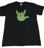LIME LACE (LARGE ) WITH SIGN LANGUAGE HAND (PICK COLOR SHIRT) ADULT SIZE