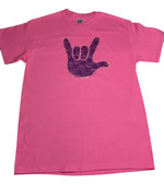 PURPLE LACE (LARGE ) WITH SIGN LANGUAGE HAND (PICK COLOR SHIRT) ADULT SIZE