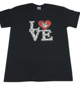 LOVE WITH HEART LACE (LARGE ) WITH SIGN LANGUAGE HAND (PICK COLOR SHIRT) ADULT SIZE
