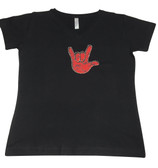 RED LACE (SMALL) WITH SIGN LANGUAGE HAND (PICK COLOR SHIRT) ADULT SIZE