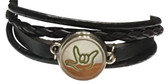 LEATHER BRACELET SNAPS BUTTON CHARM WITH SIGN LANGUAGE " I LOVE YOU " ( SILVER BACKGROUND WITH LIME OUTLINE HAND) B28