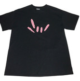 BLACK SHIRT WITH SIGN LANGUAGE DRAW HAND " I LOVE YOU" ( PINK LATTIC) ADULT SHIRT