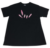 BLACK SHIRT WITH SIGN LANGUAGE DRAW HAND " I LOVE YOU" ( PINK CIRCLE CURLS) ADULT SHIRT