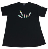 BLACK SHIRT V - NECK WITH SIGN LANGUAGE DRAW HAND " I LOVE YOU" ( FLOWERS MULTI-COLORS) ADULT SHIRT
