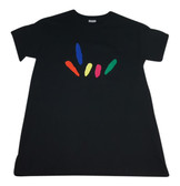 BLACK SHIRT V - NECK WITH SIGN LANGUAGE DRAW HAND " I LOVE YOU" ( RED, BLUE, YELLOW, PINK, KELLY GREEN MULTI-COLORS) ADULT SHIRT