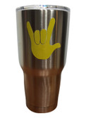 STAINLESS STEEL TUMBLER 30 OZ WITH SIGN LANGUAGE " I LOVE YOU" HAND ( CHOOSE COLOR HAND)