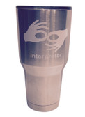 STAINLESS STEEL TUMBLER 30 OZ WITH SIGN LANGUAGE " INTERPRETER" (WHITE)