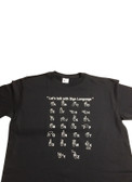 A TO Z WITH LETTERS SIGN LANGUAGE FINGER A TO Z HANDS (WHITE PRINT) CHOOSE COLOR AND SIZE ( YOUTH SIZE)