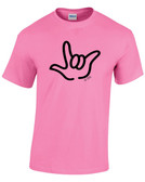 SIGN LANGUAGE OUTLINE " I LOVE YOU" (LARGE HAND) T-SHIRT (ADULT SIZE )