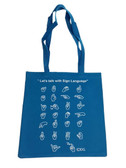 Tote Bag with Sign Language A to Z Fingers hand ( NO LETTER) WHITE PRINT