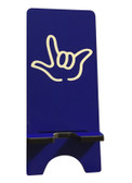 IPHONE DEVICE STAND WITH SIGN LANGUAGE " I LOVE YOU " WHITE HAND (BLUE BACKGROUND) FOR IPHONE 