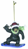 Snowboard Bear Ornament with Sign Language " I LOVE YOU" Hand