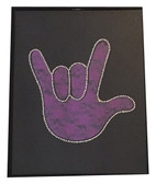Purple Lace with Sign Language hand "  I LOVE YOU " Wall Decor Frame