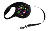 RETRACTABLE PET DOG LEASH TAPE WITH SIGN LANGUAGE " I LOVE YOU" HANDS MULTI COLORS ( SMALL) 16 LONG FEET