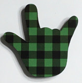 I LOVE YOU HAND SHAPE MAGNET (Green & Black Buffalo Plain)
