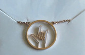 Necklace Circle Outline with Sign Language I LOVE YOU (ROSE GOLD) TINY