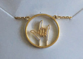 Necklace Circle Outline with Sign Language I LOVE YOU ( GOLD) TINY