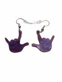 Sign Language Full hands " I LOVE YOU" Earrings  (Lavender Blue)