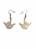 Sign Language Full hands " I LOVE YOU" Earrings  (White Pearl)