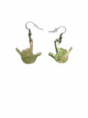 Sign Language Full hands " I LOVE YOU" Earrings  (Apple Green)