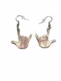 Sign Language Full hands " I LOVE YOU" Earrings  (Lilac Pearl)