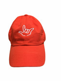 Sign Language  Hand  Outline"I LOVE YOU " CAP (ORANGE WITH WHITE THREAD)