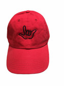 Sign Language  Hand  Outline"I LOVE YOU " CAP (RED WITH BLACK THREAD)