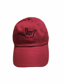 Sign Language  Hand  Outline"I LOVE YOU " CAP (WINE WITH BLACK THREAD)