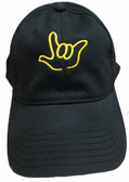 Sign Language  Hand  Outline"I LOVE YOU " CAP (BLACK WITH YELLOW THREAD)