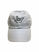 Sign Language  Hand  Outline"I LOVE YOU " CAP (WHITE WITH BLACK THREAD)