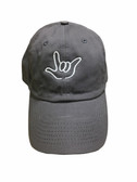 Sign Language  Hand  Outline"I LOVE YOU " CAP (CHARCOAL WITH WHITE THREAD)