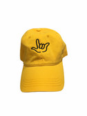 Sign Language  Hand  Outline"I LOVE YOU " CAP (LEMON YELLOW WITH BLACK THREAD)