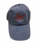 Sign Language  Hand  Outline"I LOVE YOU " CAP (JEAN DEMIN WITH RED THREAD)