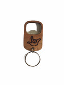 SIGN LANGUAGE OUTLINE " I LOVE YOU" BOTTLE OPEN KEYCHAIN (WOODEN)