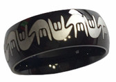 SIGN LANGUAGE " I LOVE YOU" HANDS RING BAND (BLACK & SILVER)