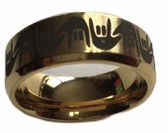 SIGN LANGUAGE " I LOVE YOU" HANDS RING BAND (GOLD & BLACK)